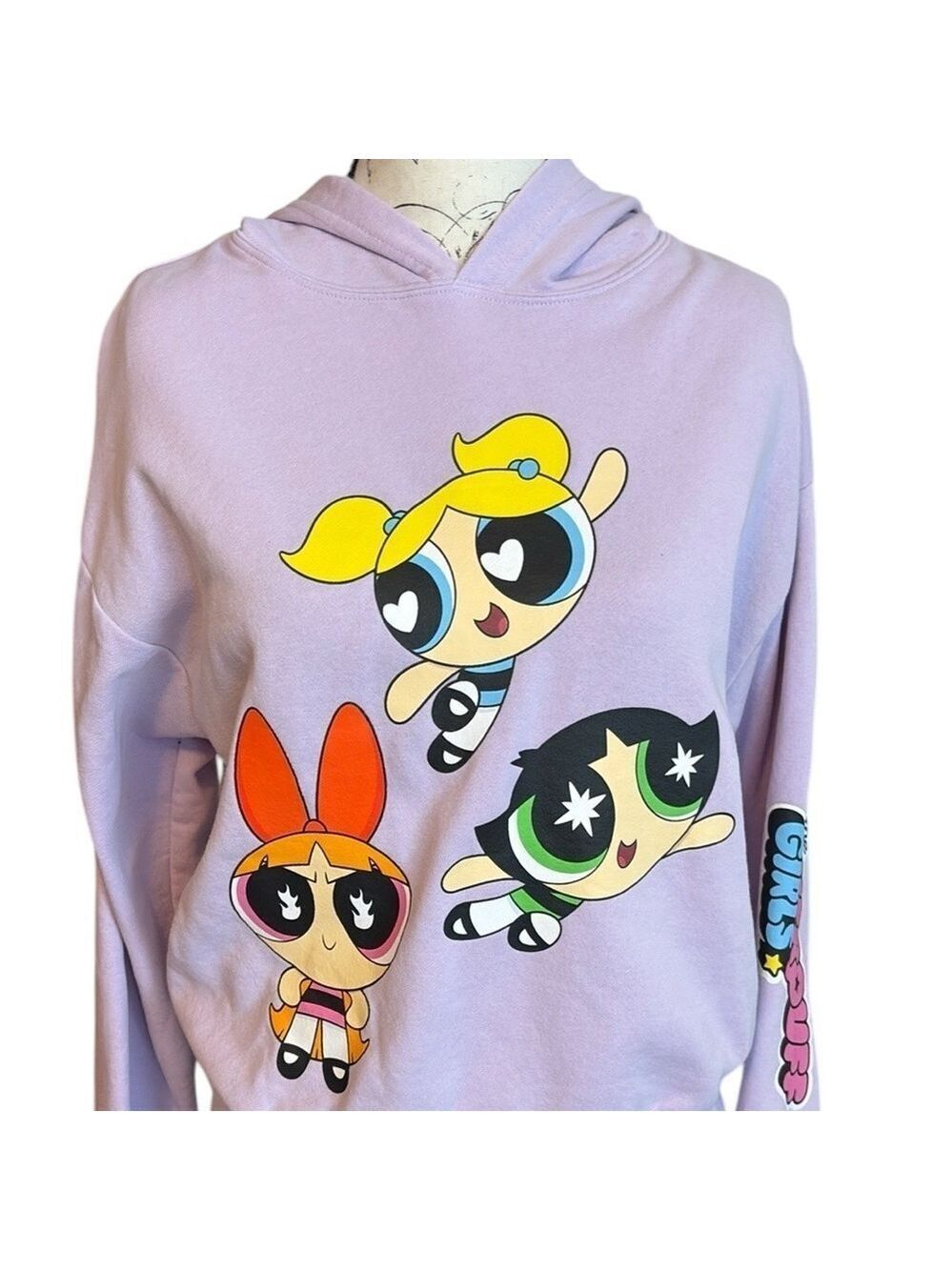 Powerpuff Girls Graphic Hoodie Purple Juniors Size S